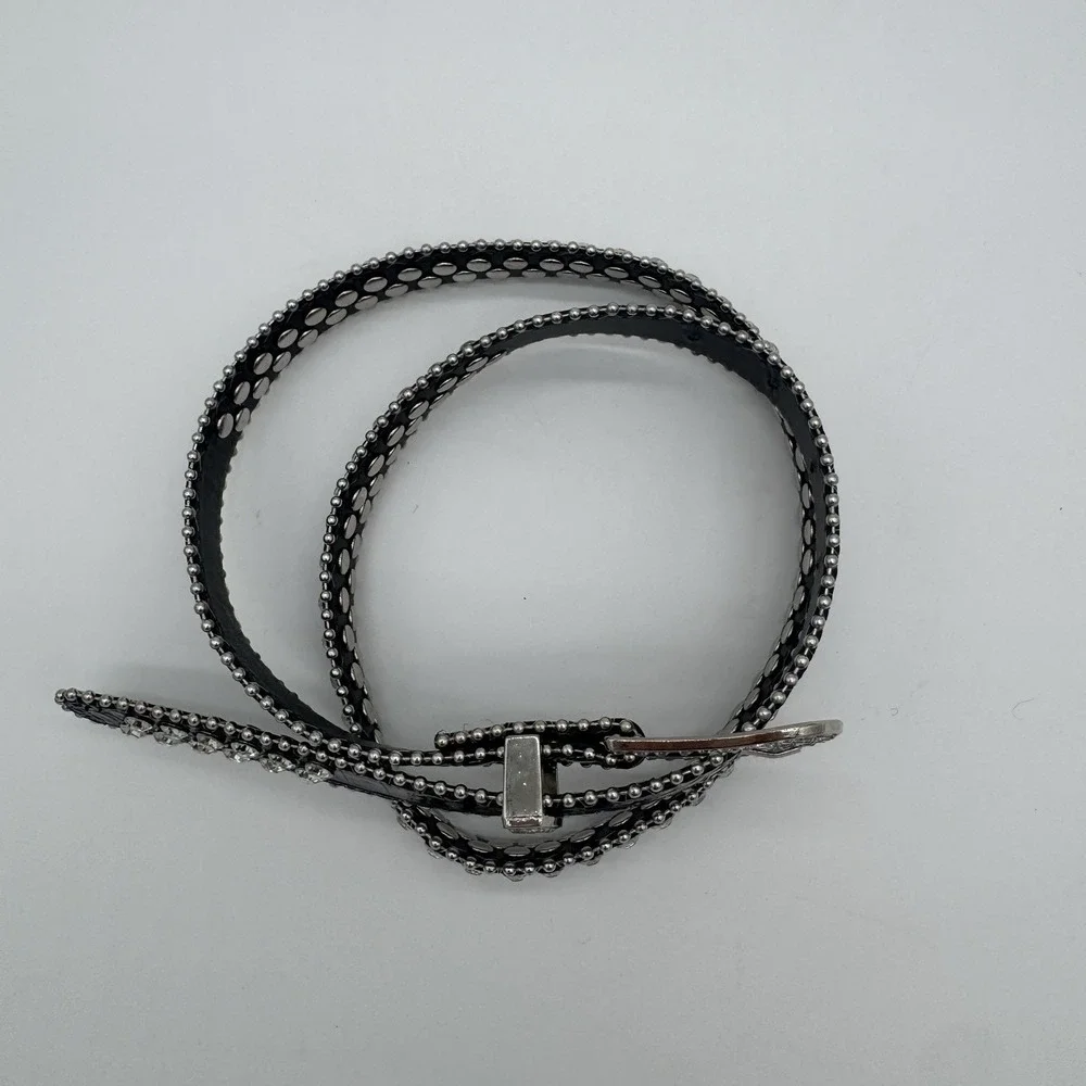 B.B. Simon Crystal Rhinestone‎ Studded Belt Women's Medium Western Bling Cowgirl